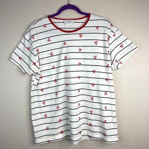 Vintage 90s Indie Cherry Top XL Embroidered Fruit Grunge Retro Hipster Tee